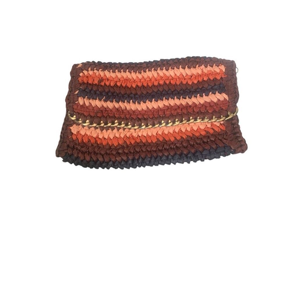 H&M Woven Raffia Multicolored Clutch Bag.